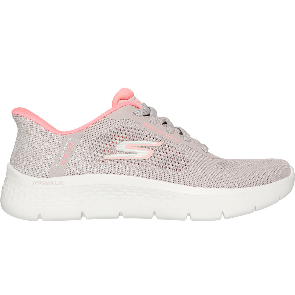 Skechers zapatillas fitness mujer GO WALK FLEX MARRON lateral exterior