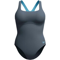 Speedo bañador natación mujer FLEX BAND SWIMSUIT WITH BUILT IN SWIM BRA GRIS vista frontal