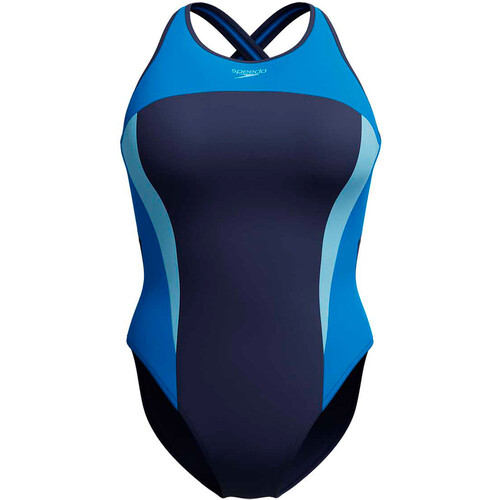 SPEEDO HIGH NECK SPLICE CROSS BACK azul