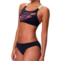 Speedo bañador natación mujer MEDLEY LOGO V-BACK TWO PIECE GRIS vista detalle
