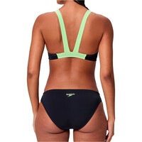 Speedo bañador natación mujer MEDLEY LOGO V-BACK TWO PIECE GRIS vista trasera