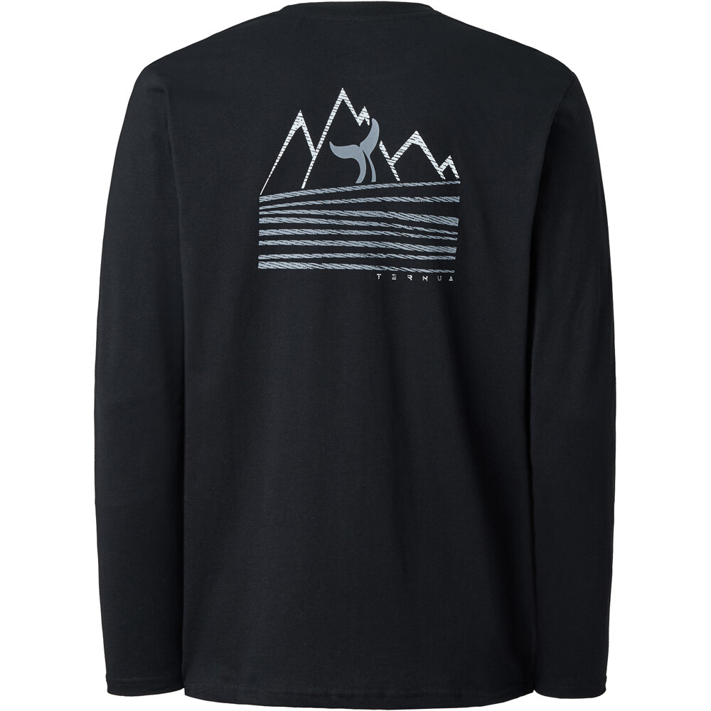 Ternua camiseta montaña manga larga hombre DURREL REGENERATIVE NEGRO vista trasera