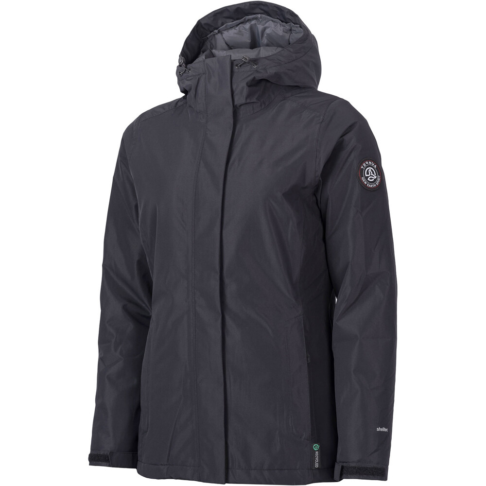 Ternua chaqueta impermeable insulada mujer TORNGAT NEGRO vista frontal
