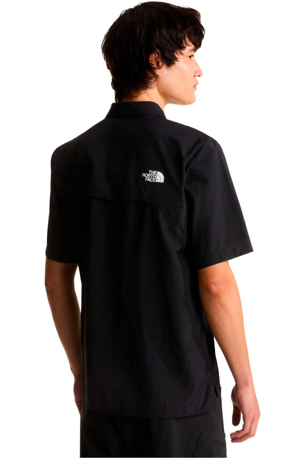 The North Face camisa montaña manga corta hombre PACKABLE NEGRO vista trasera