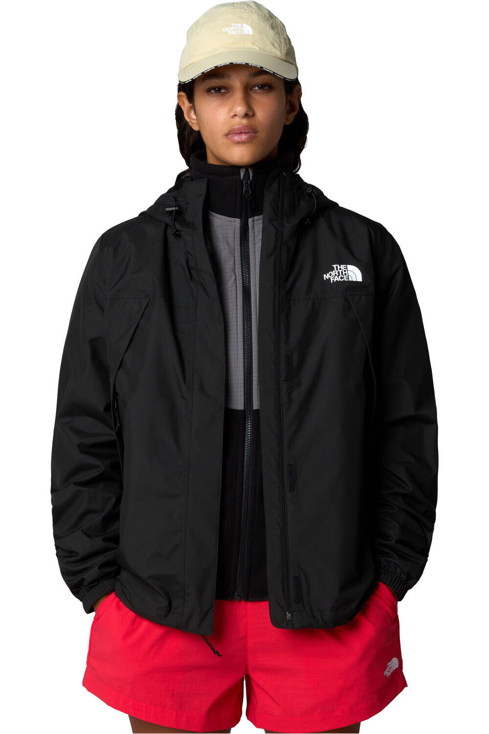 The North Face chaqueta impermeable mujer ANTORA NEGRO vista detalle