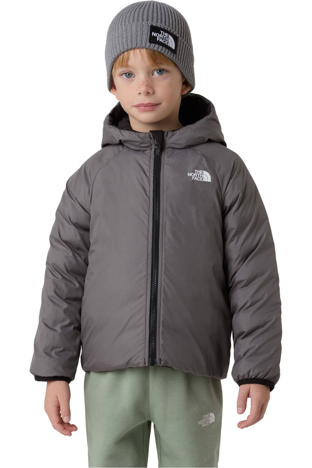 The North Face chaqueta outdoor niño REVERSIBLE PERRITO NEGRO vista detalle