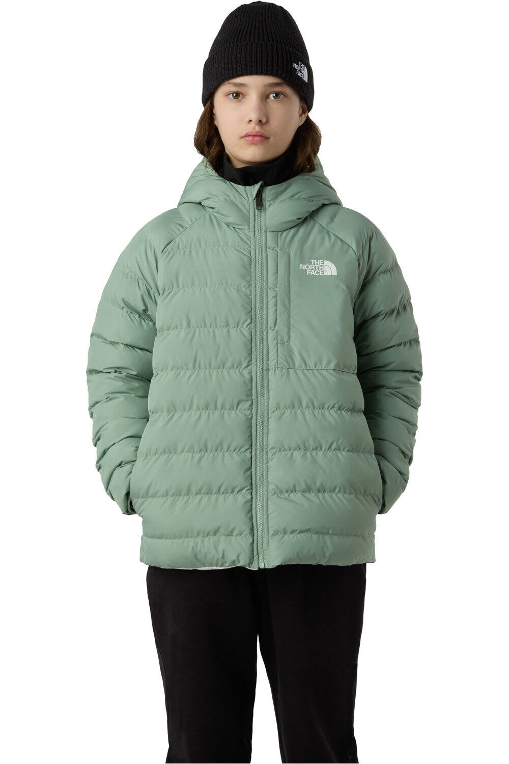The North Face chaqueta outdoor niño REVERSIBLE PERRITO VERDE vista frontal