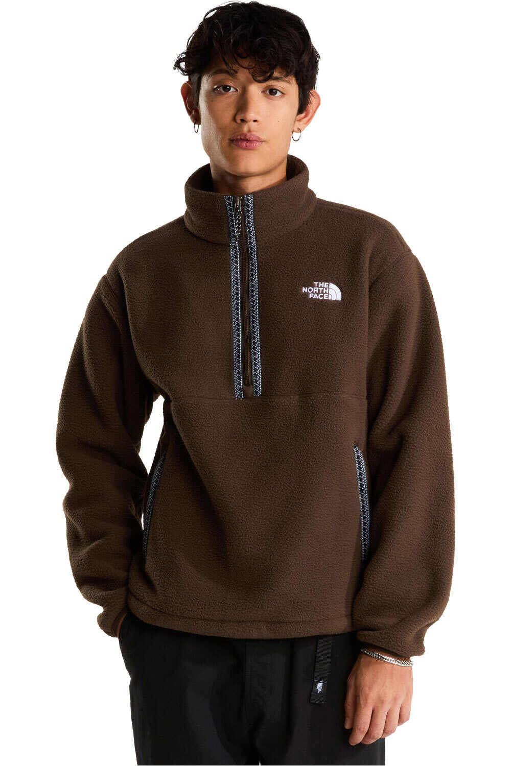The North Face forro polar hombre M TNF FLEESKI 1/4 ZIP PO MARRON vista frontal