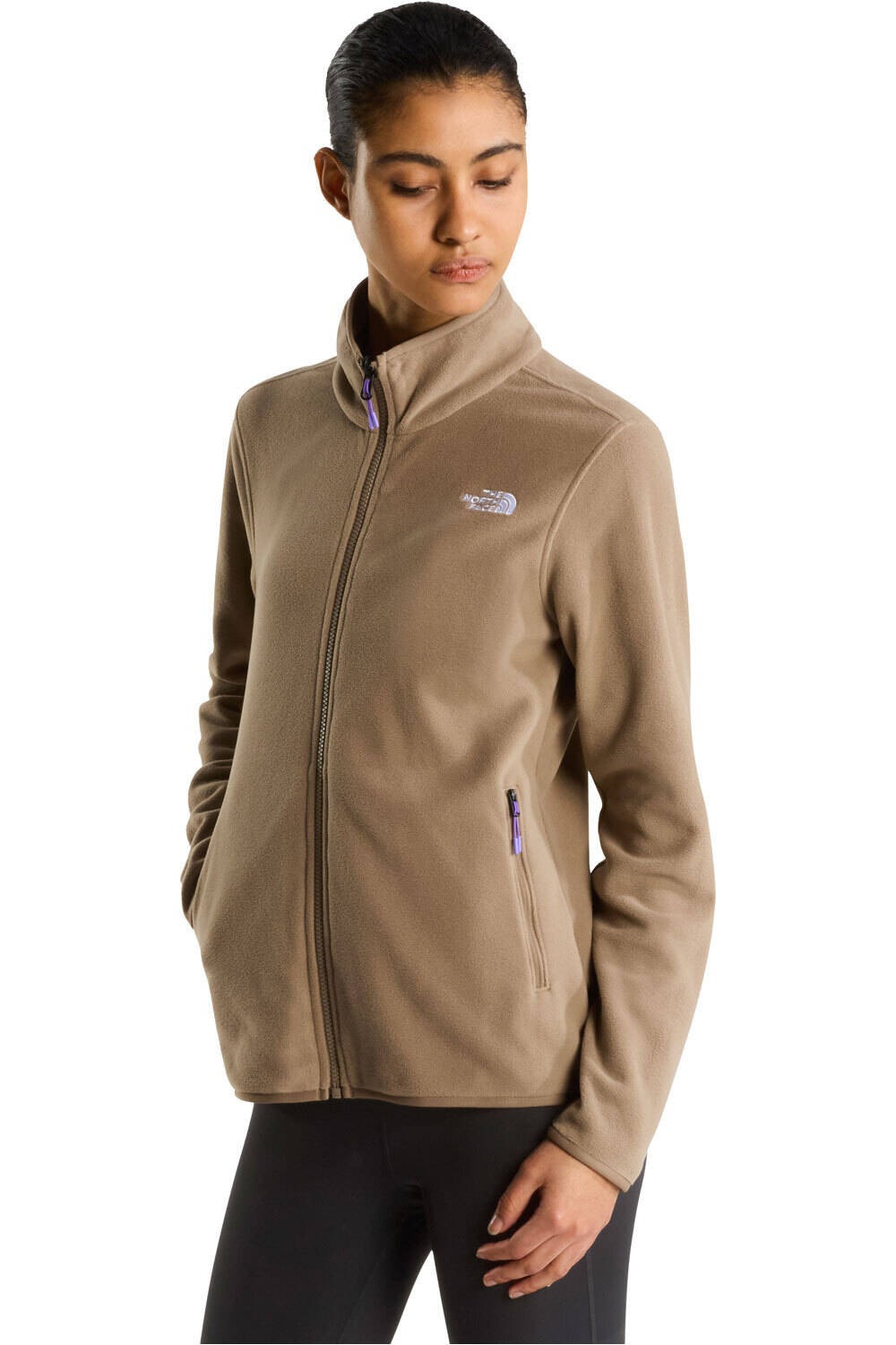 The North Face forro polar mujer W GLACIER FLEECE JACKET MARRON vista frontal