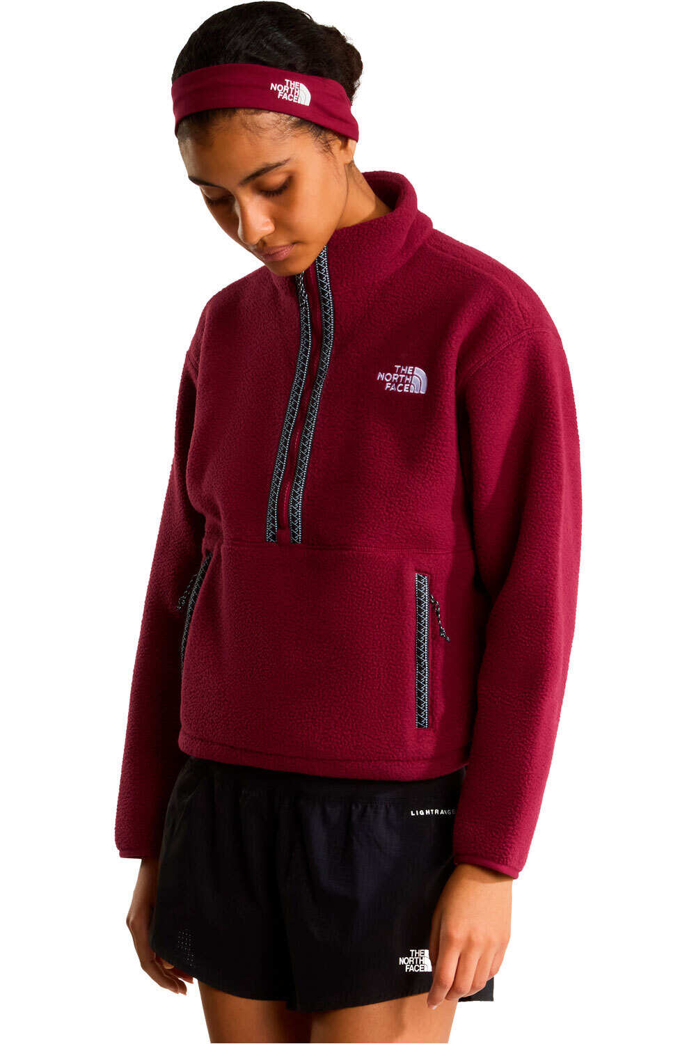 The North Face forro polar mujer W TNF FLEESKI 1/4 ZIP PO ROJO vista frontal