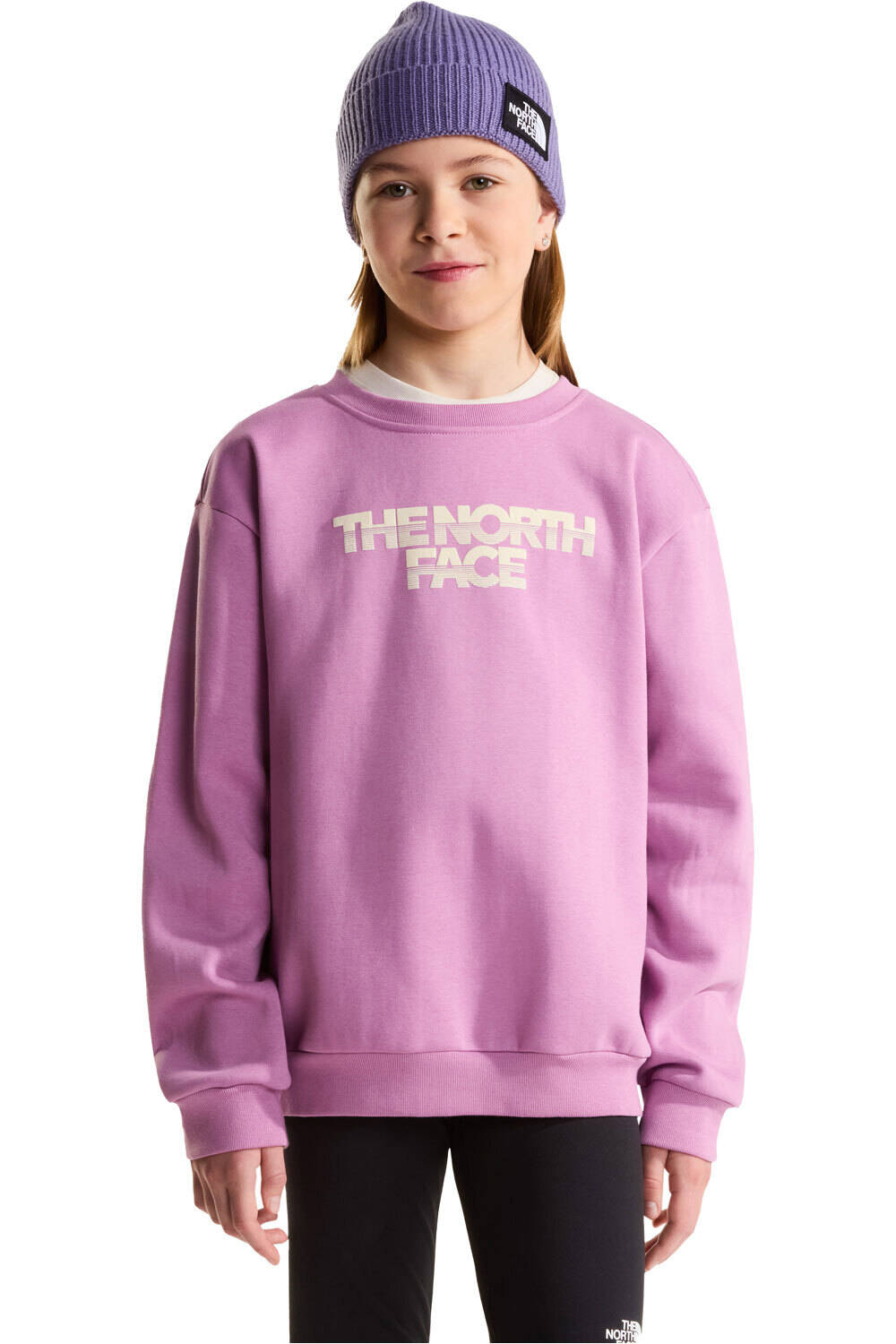 The North Face sudadera niña TEEN G CHALBI RELAXED CREW - GRAPHIC MORADO vista frontal