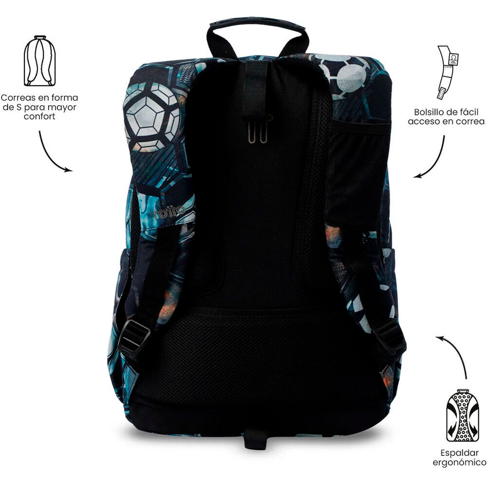 Totto mochila deporte ACUARELES NEGRO 02