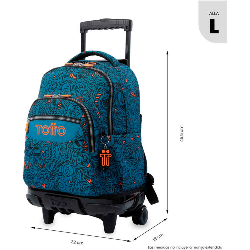 Totto mochila deporte RUEDAS BOMPER RENGLONES AZUL 03
