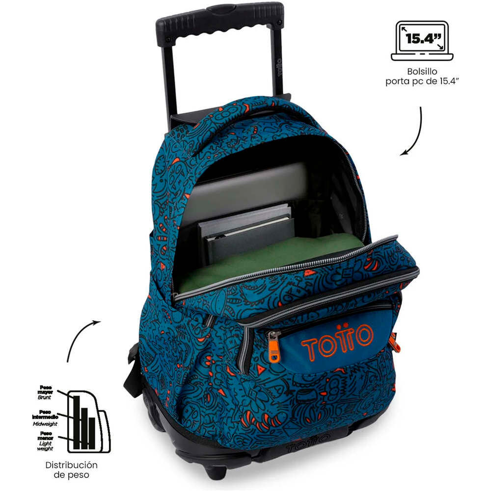 Totto mochila deporte RUEDAS BOMPER RENGLONES AZUL 04