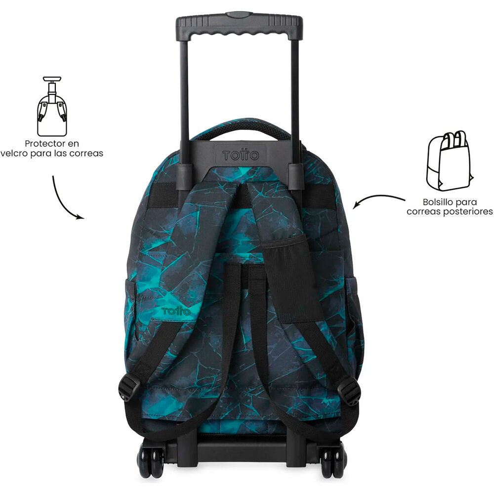 Totto mochila deporte RUEDAS BOMPER RENGLONES NEGRO 02