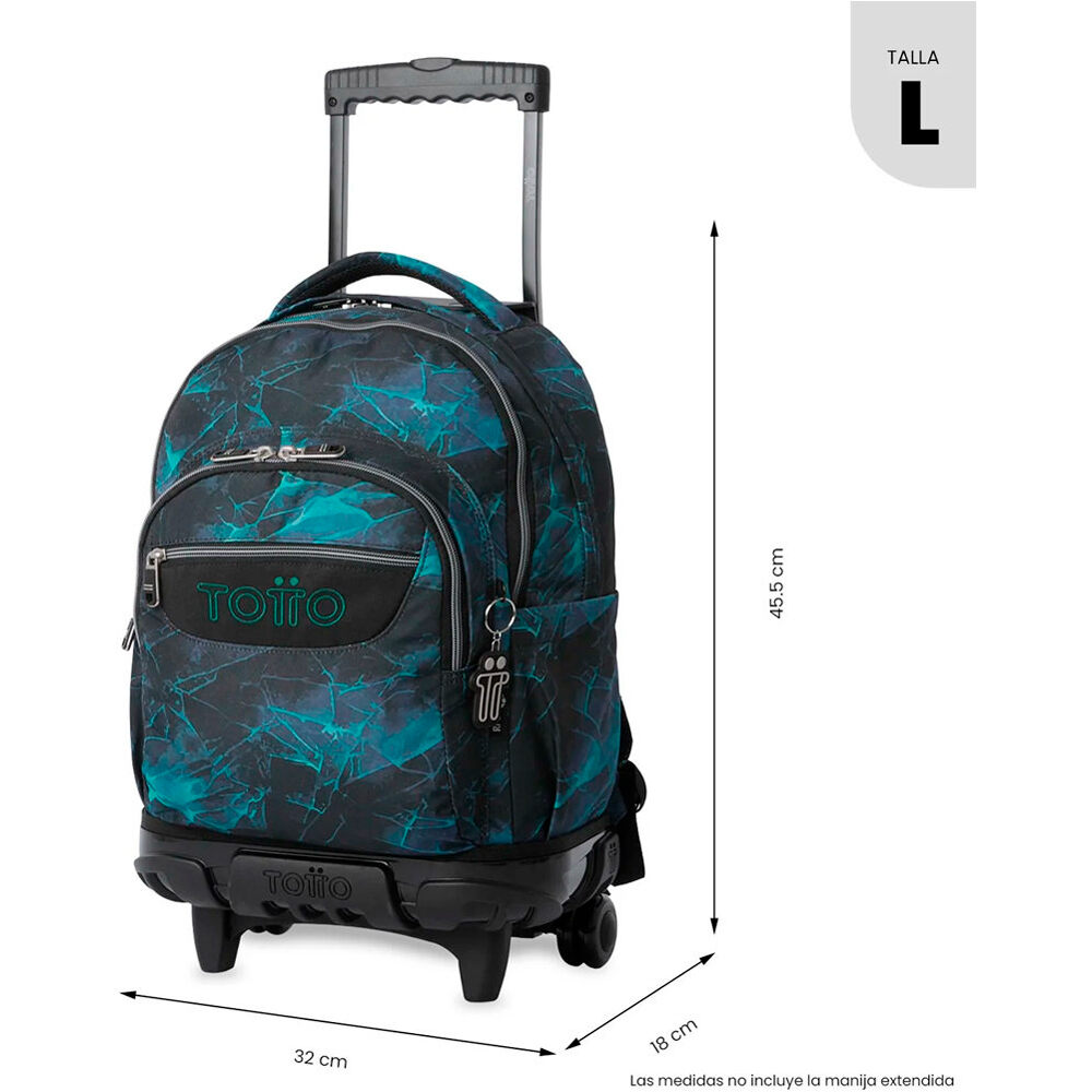Totto mochila deporte RUEDAS BOMPER RENGLONES NEGRO 03