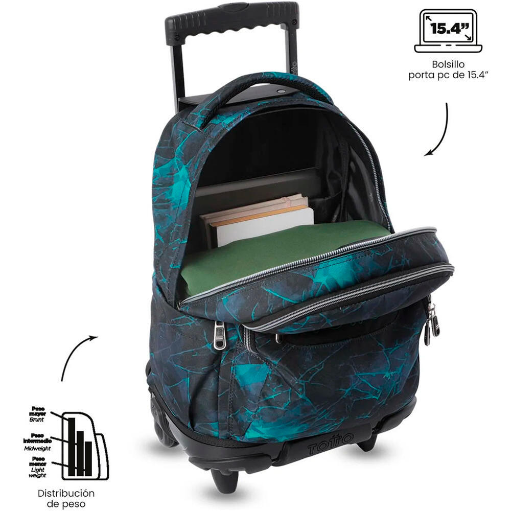 Totto mochila deporte RUEDAS BOMPER RENGLONES NEGRO 04