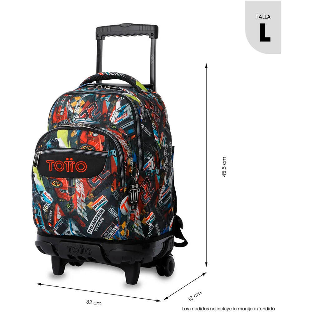 Totto mochila deporte RUEDAS BOMPER RENGLONES ROJO 03