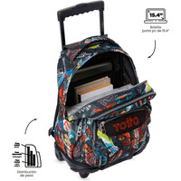 Totto mochila deporte RUEDAS BOMPER RENGLONES ROJO 04