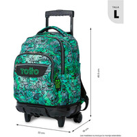 Totto mochila deporte RUEDAS BOMPER RENGLONES VERDE 03