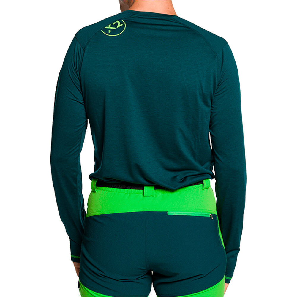 Trango camiseta montaña manga larga hombre TRX2 EVO LONG VERDE vista trasera