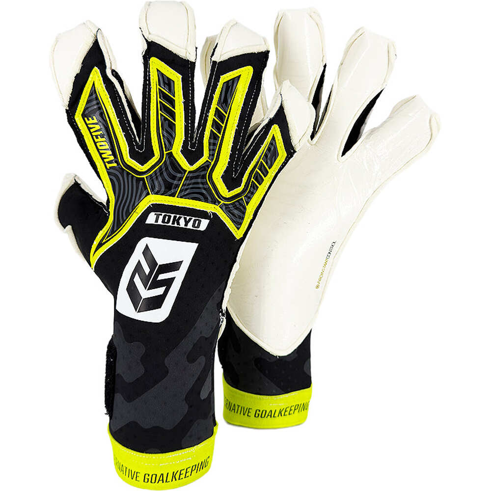 Twofive guantes portero infantil Tokyo Pro Roll NEGRO vista frontal