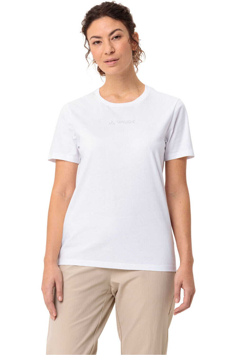 Vaude camiseta montaña manga corta mujer LOGO II BLANCO vista frontal