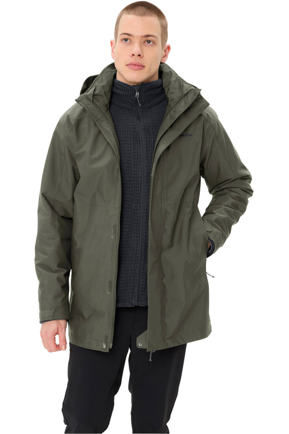 Vaude chaqueta impermeable insulada hombre IDRIS 3IN1 IV VERDE vista frontal