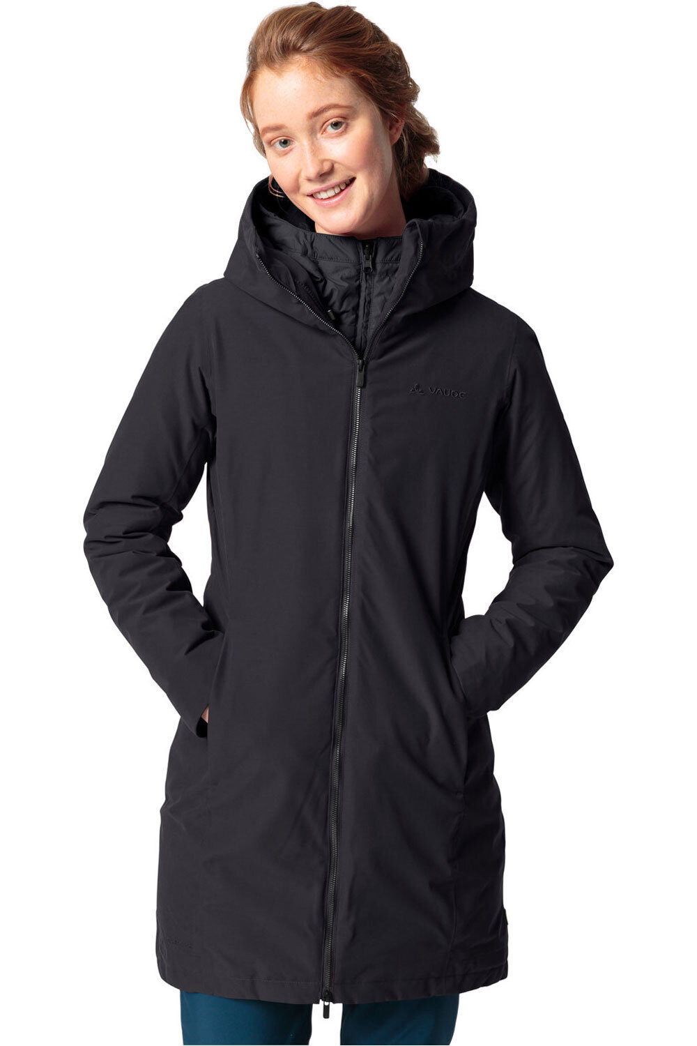 Vaude chaqueta impermeable insulada mujer ANNECY 3IN1 III NEGRO vista trasera