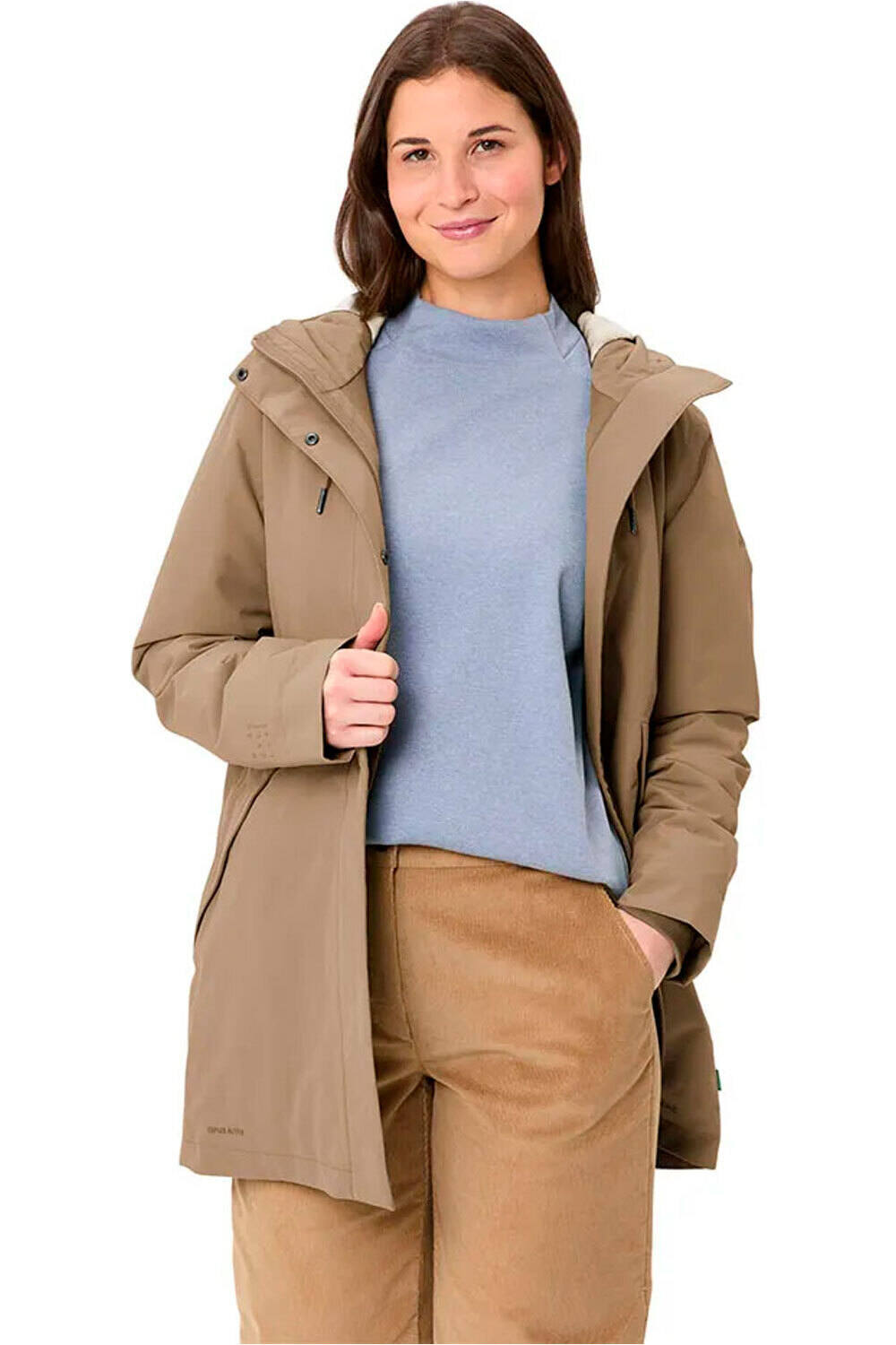 Vaude chaqueta impermeable insulada mujer COREWAY MARRON vista detalle
