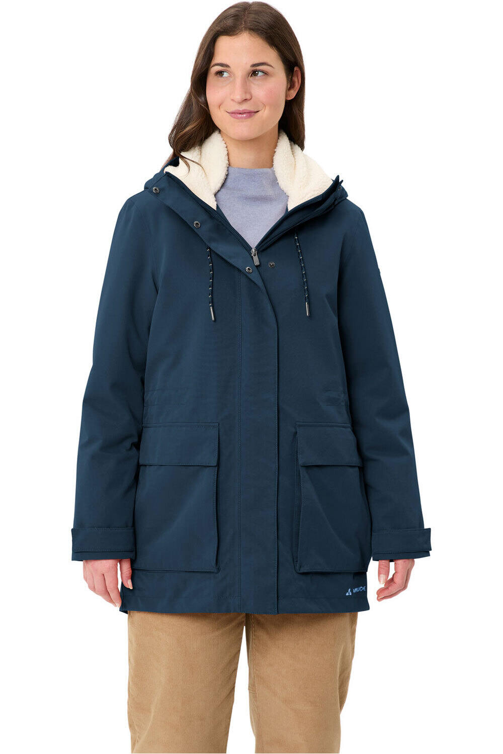 Vaude chaqueta impermeable insulada mujer MANUKAU III AZUL vista frontal