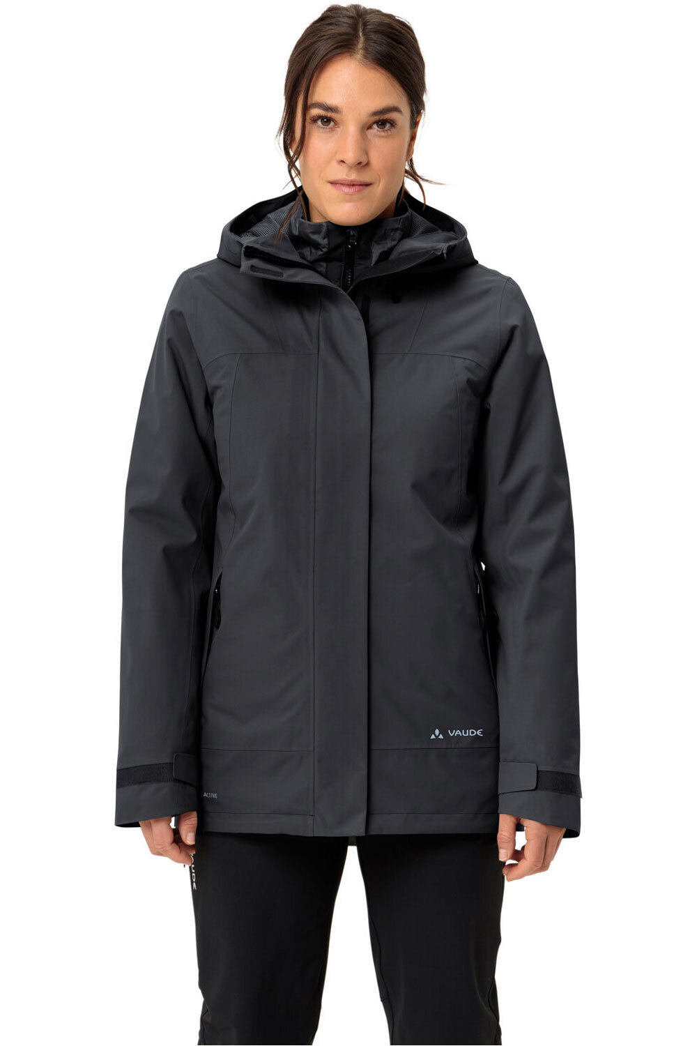 Vaude chaqueta impermeable insulada mujer NEYLAND 3IN1 NEGRO vista frontal