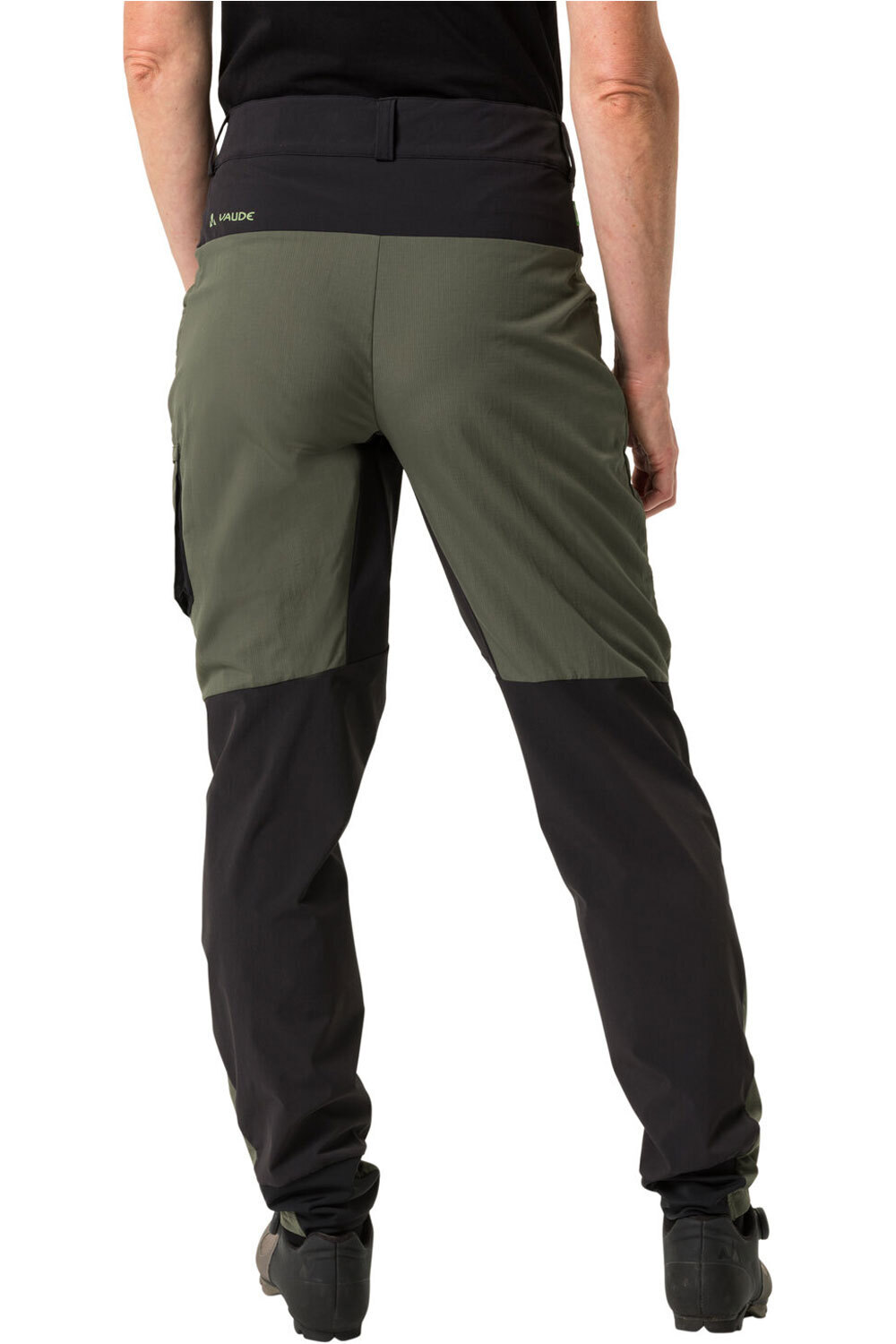 Vaude pantalón largo ciclismo mujer QIMSA VERDE vista trasera