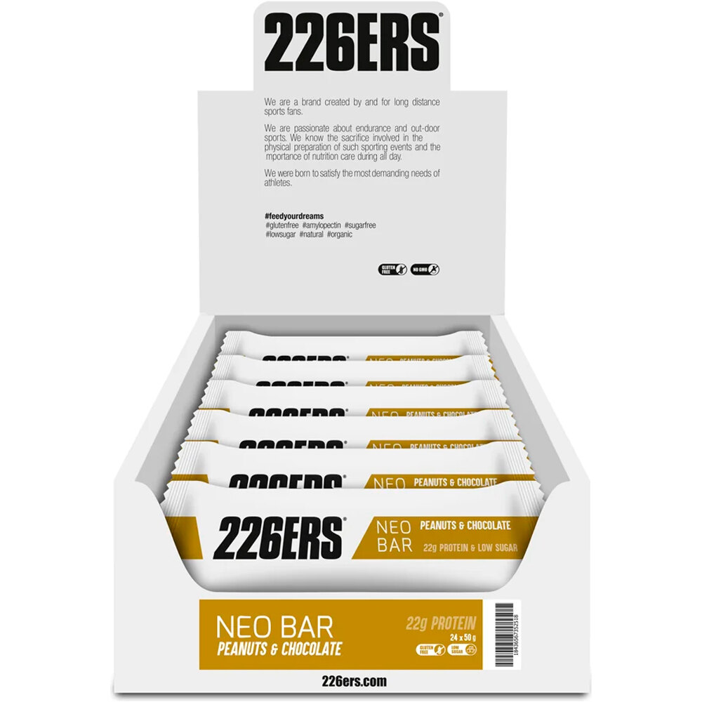 226ers barritas energéticas CAJANEO BAR PROTEIN 50g PEANUTS & CHOCOLATE vista frontal