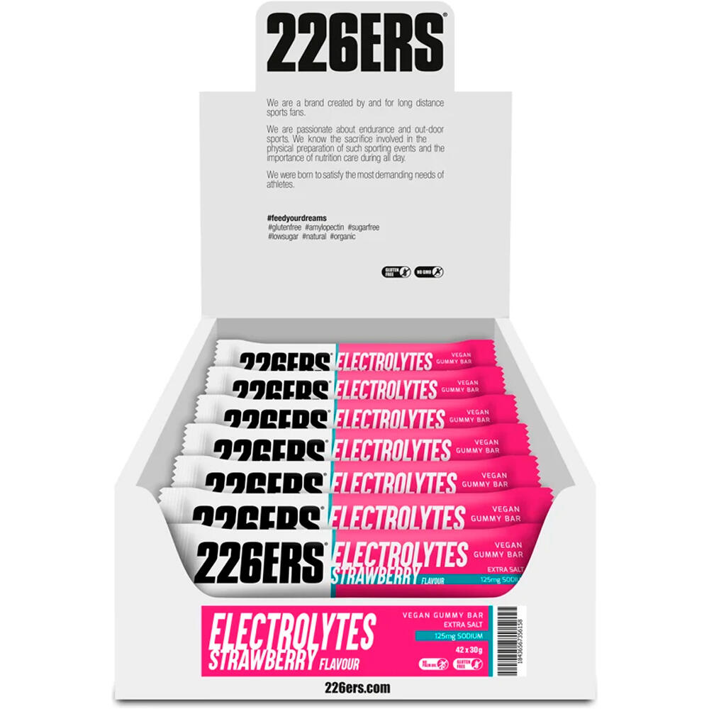 226ers barritas energéticas CAJAVEGAN GUMMY BAR 30g STRAWBERRY vista frontal