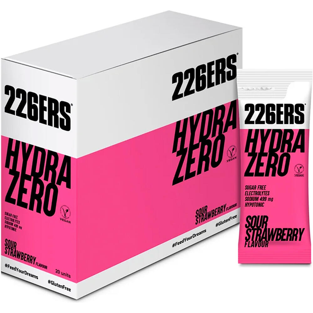 226ers Bebidas Carbohidratos CAJAHYDRAZERO DRINK 7,5g Monodose STRAWBERRY vista frontal