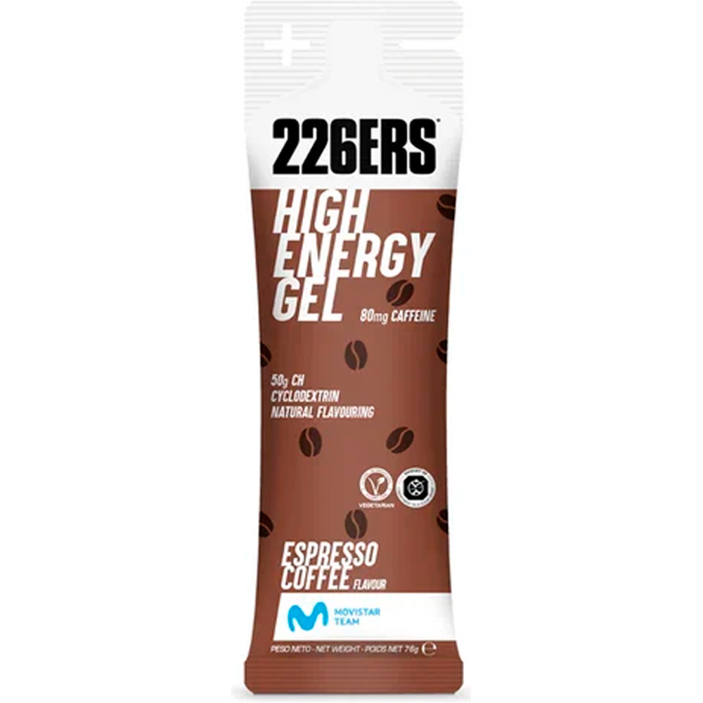 226ers energía instantánea CAJAHIGH ENERGY GEL 76g EXPRESSO COFFEE 80mg CAFFEINE 01