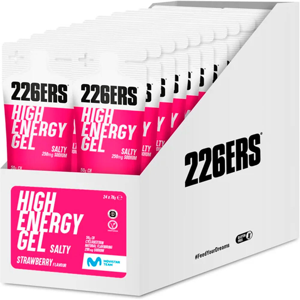 226ers energía instantánea CAJAHIGH ENERGY GEL 76g SALTY STRAWBERRY vista frontal