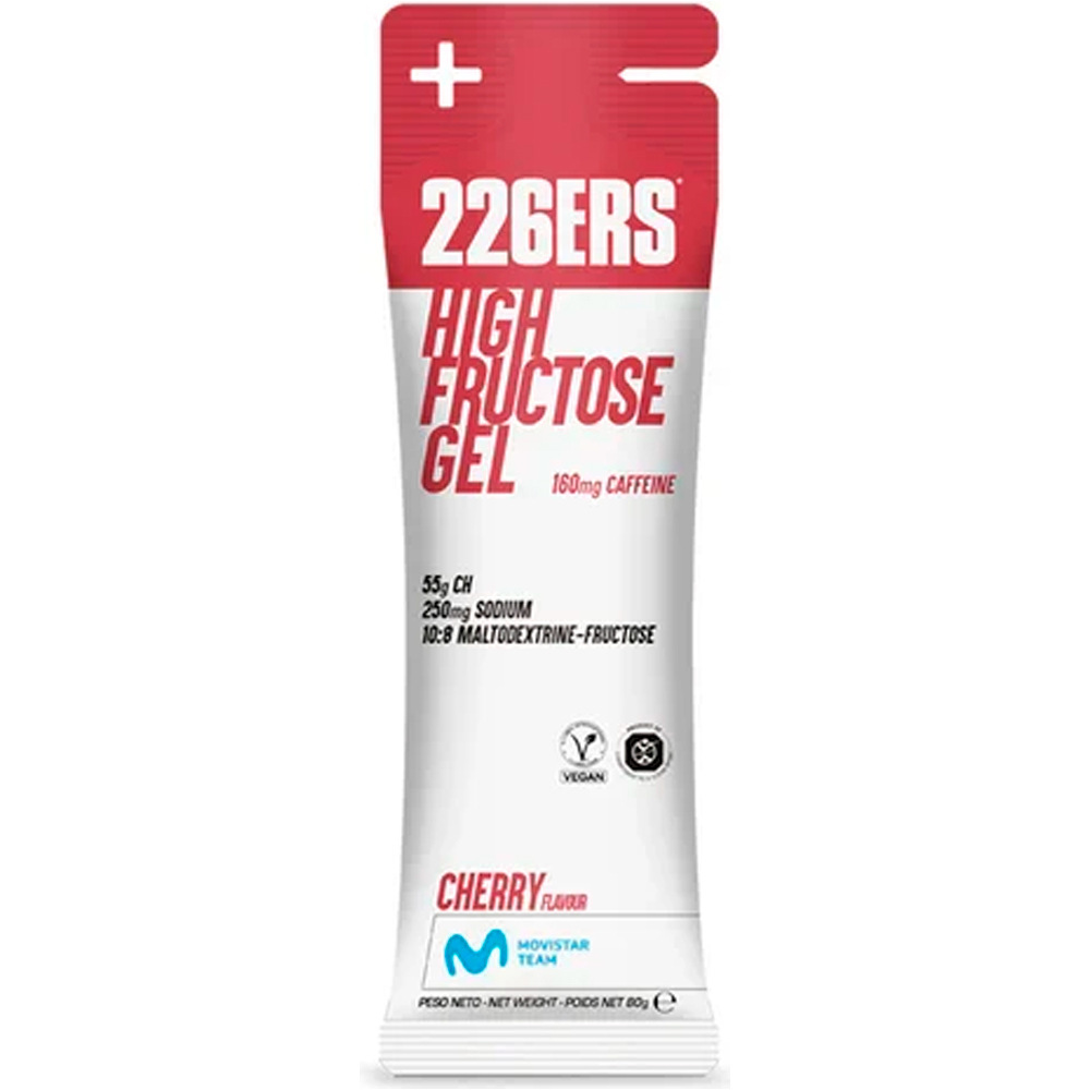 226ers energía instantánea CAJAHIGH FRUCTOSE GEL 80g CHERRY 160mg CAFFEINE 01