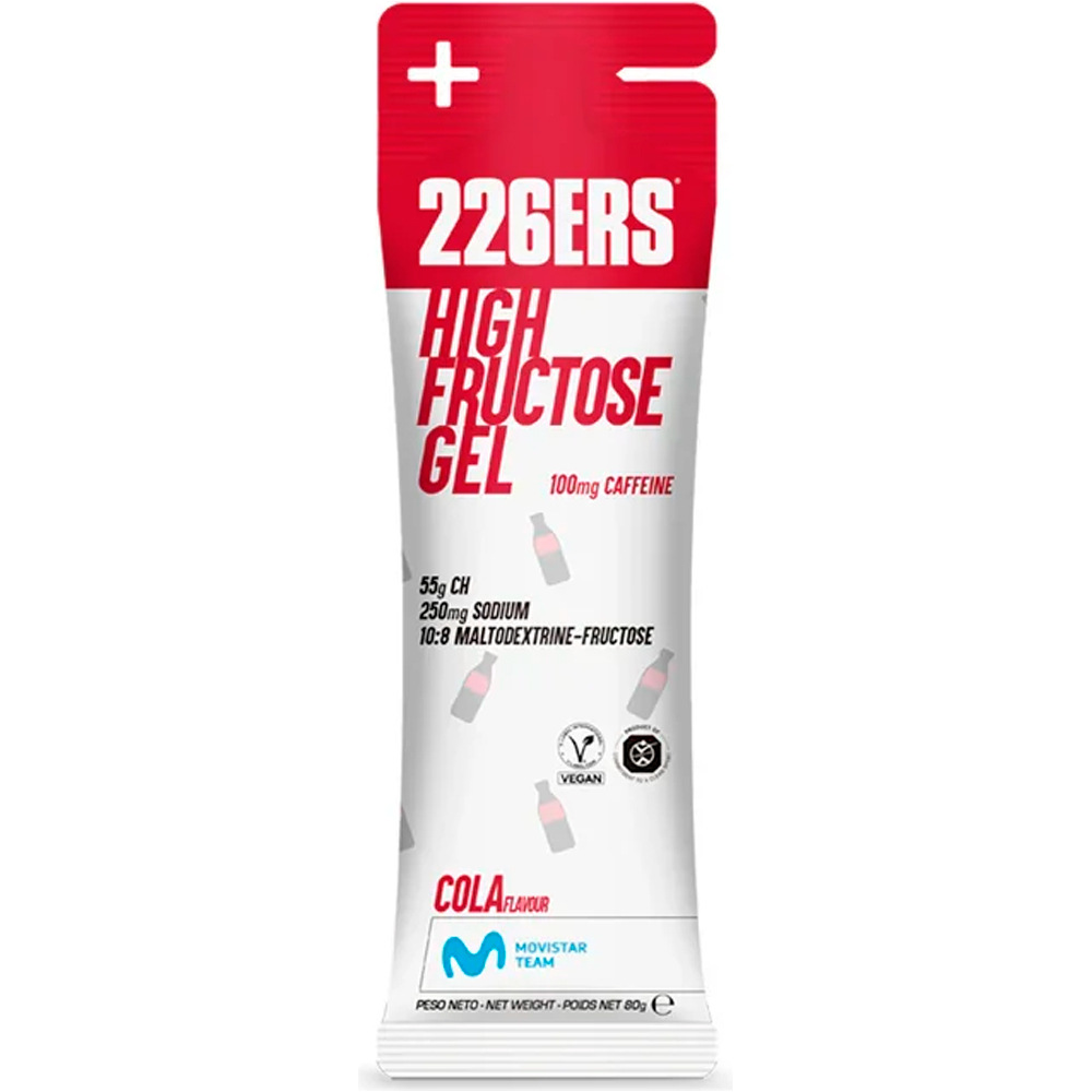 226ers energía instantánea CAJAHIGH FRUCTOSE GEL 80g COLA 100mg CAFFEINE 01