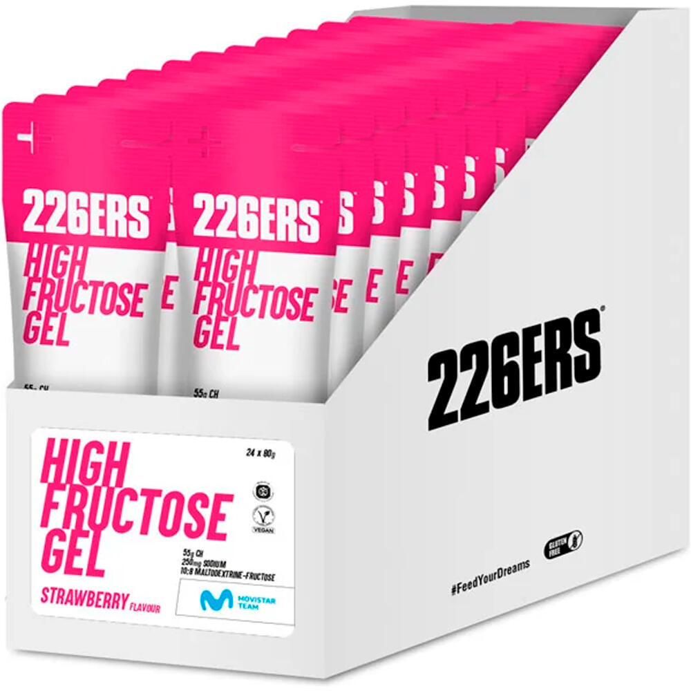 226ers energía instantánea CAJAHIGH FRUCTOSE GEL 80g STRAWBERRY vista frontal