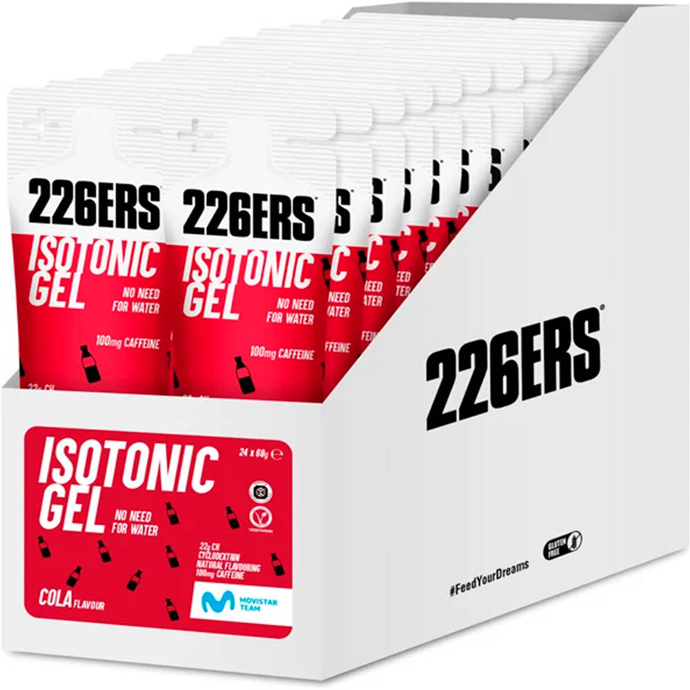 226ers energía instantánea CAJAISOTONIC GEL 68g CAFFEINE 100mg COLA vista frontal