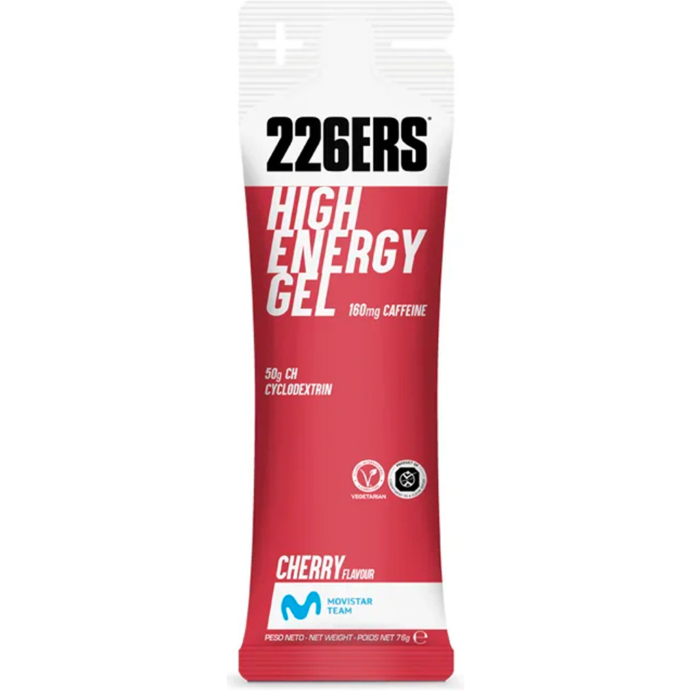 226ers energía instantánea HIGH ENERGY GEL Pack 6x76g CAFFEINE 160 mg CHERRY 01