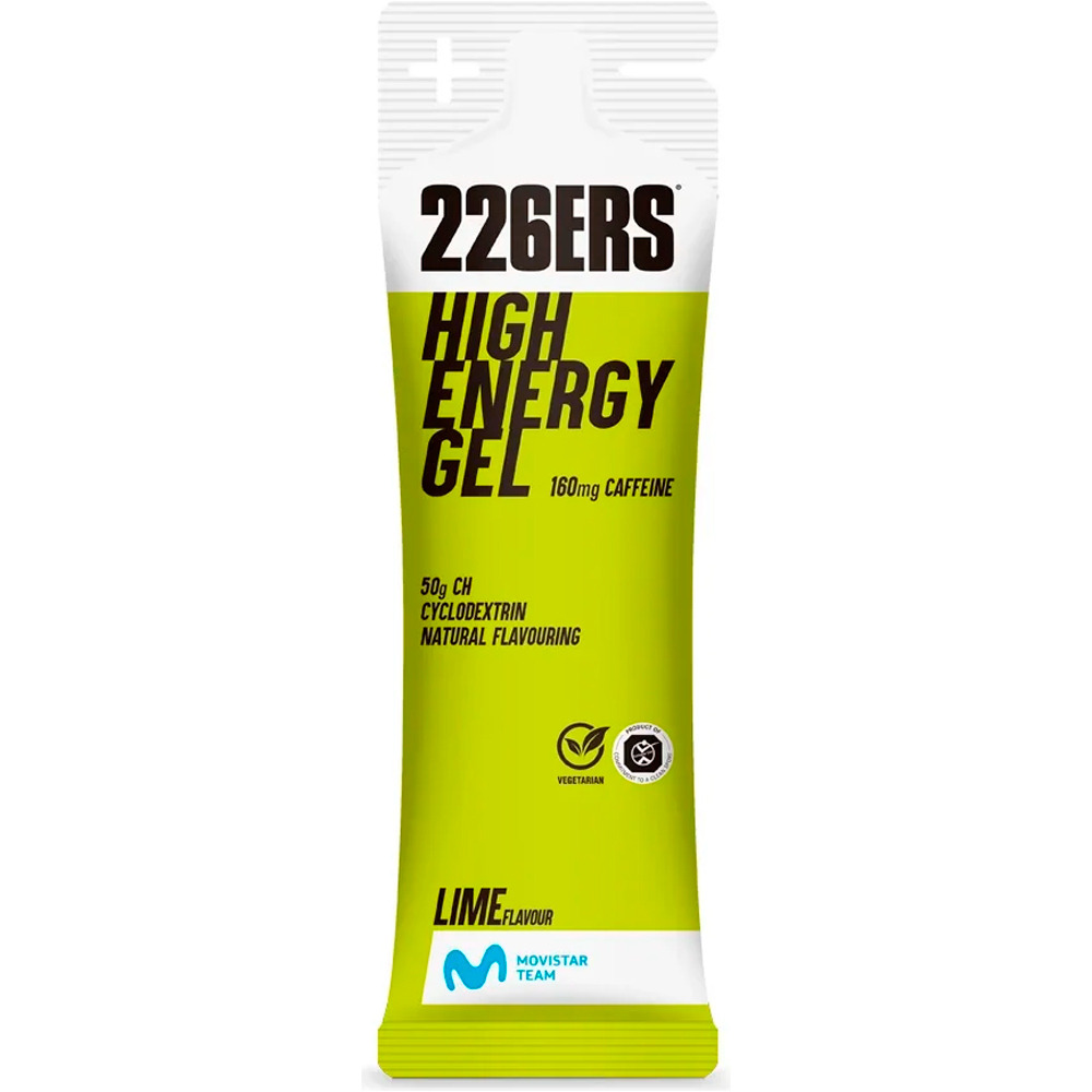226ers energía instantánea HIGH ENERGY GEL Pack 6x76g CAFFEINE 160mg LIME 01