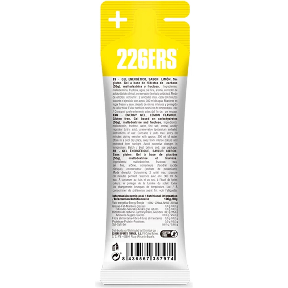 226ers energía instantánea HIGH FRUCTOSE GEL 80GR 01
