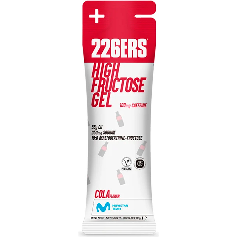 226ers energía instantánea HIGH FRUCTOSE GEL Pack 6x80g CAFFEINE 100mg COLA 01