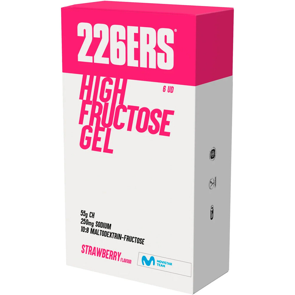 226ers energía instantánea HIGH FRUCTOSE GEL Pack 6x80g STRAWBERRY vista frontal