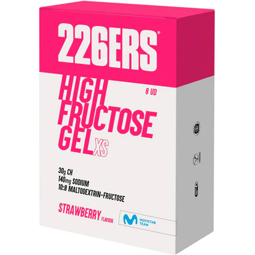 226ers energía instantánea HIGH FRUCTOSE GEL Pack 8x44g STRAWBERRY vista frontal