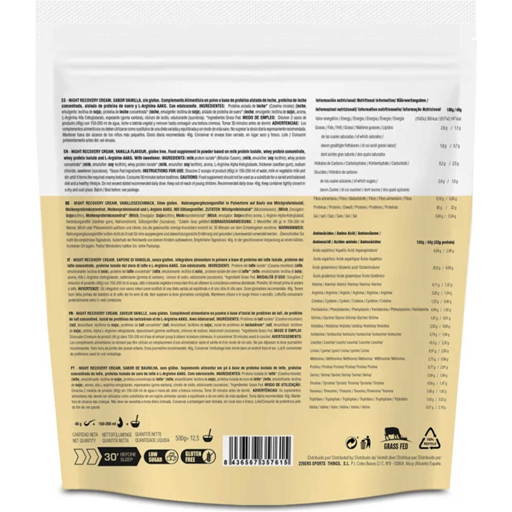 226ers Recuperacion NIGHT RECOVERY CREAM 2.0 500g VANILLA 01