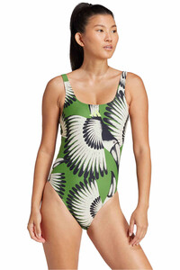 adidas bañador natación mujer x FARM 3 bandas vista detalle